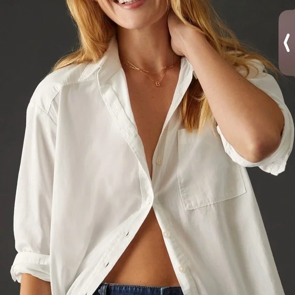 Anthropologie Maeve Maxi Tunic Buttondown Top White NEW $120 SOLD OUT - Picture 6 of 10